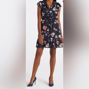 Floral Print Navy Dress